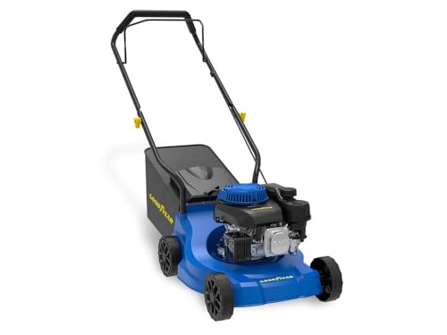Goodyear - Cortacésped a Gasolina 132cc OHV 4T, 3.35HP, Ancho Corte 39cm, Altura Ajustable 30-66mm, Bolsa 35L, Chasis Plástico, Arranque...
