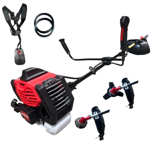 Synergy Desbrozadora Gasolina 2 en1-65cc 4,9cv Motor 2 Tiempos- Disco de 3 Puntas, Cabezal de Hilo Automático, Arnés y 20m de Hilo