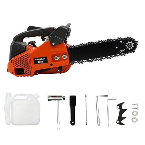 Motosierra de gasolina 900 W/25 cc – Motosierra ligera y manejable con espada de 11,8 pulgadas para leña, jardinería y picar madera, incluye...