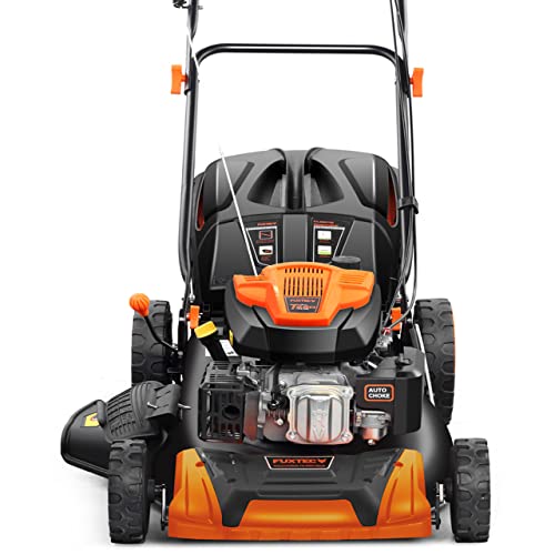 FUXTEC FX-RM5196 Cortacésped de Gasolina 4 en 1 con Edge-Cut, 51 cm de Ancho de Corte, Motor 4 Tiempos con Tracción Trasera, Expulsión...