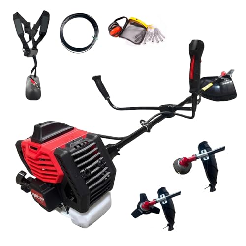 Synergy Desbrozadora Gasolina 2 en1-65cc 4,9cv Motor 2 Tiempos- Disco de 3 Puntas, Cabezal Automático, Arnés y 12m de Hilo
