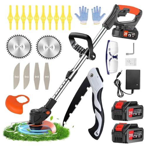 Desbrozadoras electrica, Desbrozadora Batería, Cortabordes Bateria 21 V, Cortabordes electrico 4 en 1,Desbrozadora Longitud retráctil,...