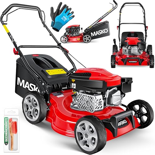 Masko® Cortacésped de Gasolina, 5 en 1, accionamiento de Ruedas, función de Limpieza, función de mantillo, expulsión Lateral, Ancho de...