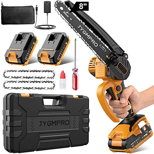 Mini Motosierra Bateria 8 Pulgadas, Motosierra Inalámbrica con Motor sin Escobillas e Incluye 2 Baterías 2.0Ah, 2 Cadenas, 10m/s Velocidad Cadena, Para Cortar Ramas Y Madera En El Jardín