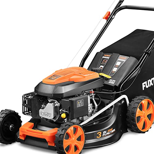 Cortacésped de Gasolina FUXTEC FX-RM4646ECO 46cm de Anchura de Corte - Potente Motor de Gasolina de 146cc Easy Clean 3en1 2,6KW Mulching...