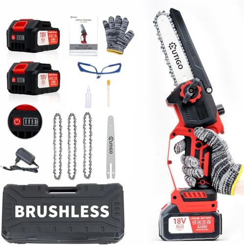 OUTIGO Motosierra de batería, equipada con 2 baterías de 3000mAh. 3 cadenas +...